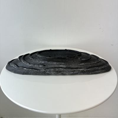 Black Grey and White Patterned and Textured Oblong Bowl by Aram C