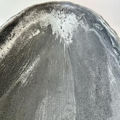 Black Grey and White Patterned and Textured Oblong Bowl by Aram C