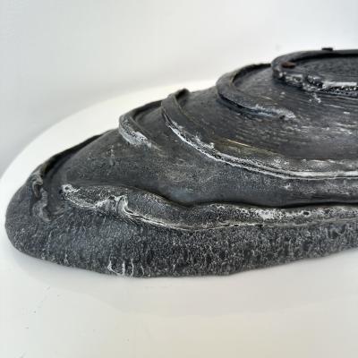 Black Grey and White Patterned and Textured Oblong Bowl by Aram C