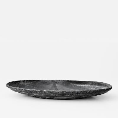 Black Grey and White Patterned and Textured Oblong Bowl by Aram C