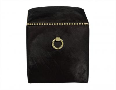 Black Hair on Hide Storage Ottoman