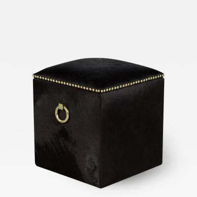 Black Hair on Hide Storage Ottoman