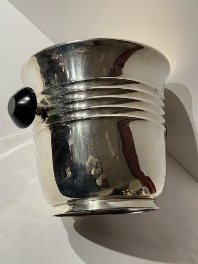 Black Handled Silverplated Art Deco Champagne Cooler by WMF