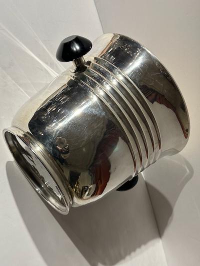 Black Handled Silverplated Art Deco Champagne Cooler by WMF