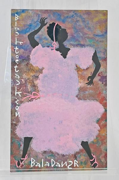 Black Joe Jackson Black Joe Jackson Bala Dansr Outsider Folk Art Painting on Plywood Signed
