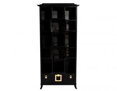 Black Lacquer Bookcase Display Cabinet