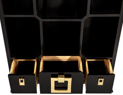 Black Lacquer Bookcase Display Cabinet