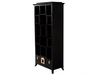 Black Lacquer Bookcase Display Cabinet