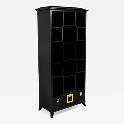 Black Lacquer Bookcase Display Cabinet