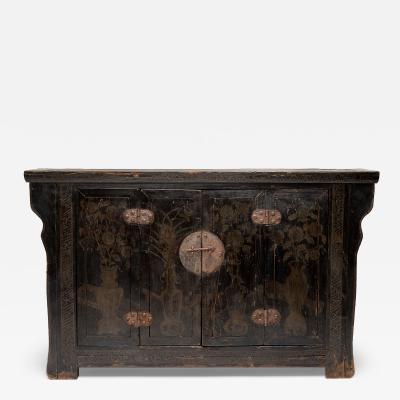 Black Lacquer Four Flowers Coffer