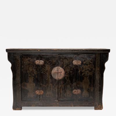 Black Lacquer Four Flowers Coffer