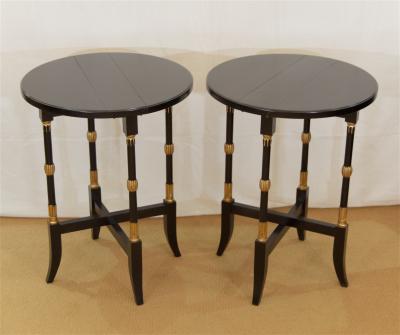 Black Lacquer Regency Style Folding Occasional Tables from the Fontainebleau