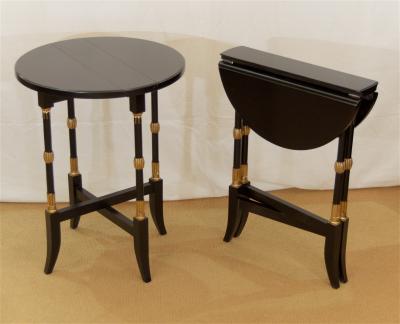 Black Lacquer Regency Style Folding Occasional Tables from the Fontainebleau