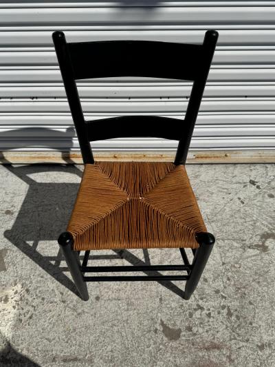 Black Lacquer Rush Bottom seat Ladderback side chair