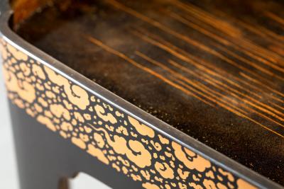 Black Lacquer and Maki e Stand with a Silver Rim