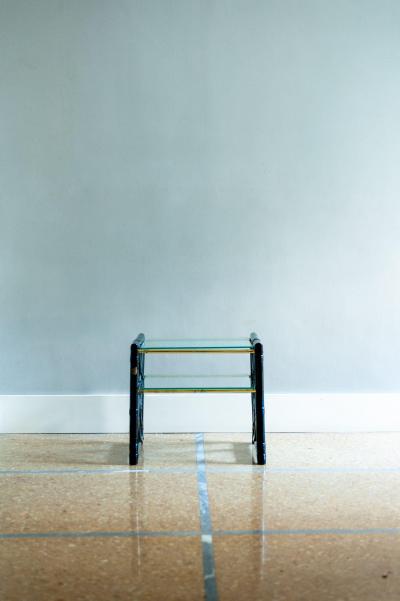 Black Lacquered Bamboo Bedside Tables 1970s