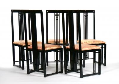 Black Lacquered Frame Upholstered Dining Chair Set 10