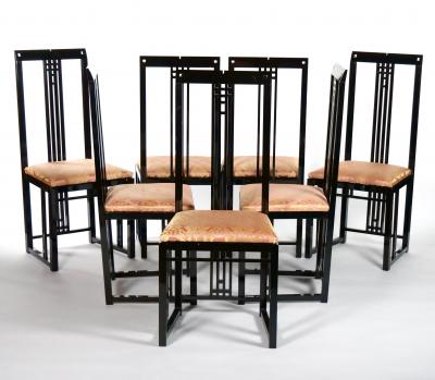 Black Lacquered Frame Upholstered Dining Chair Set 10
