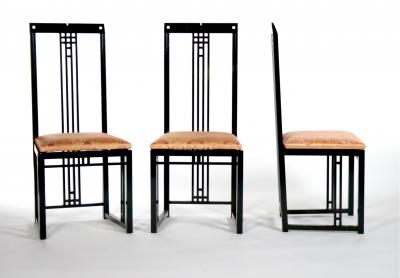 Black Lacquered Frame Upholstered Dining Chair Set 10