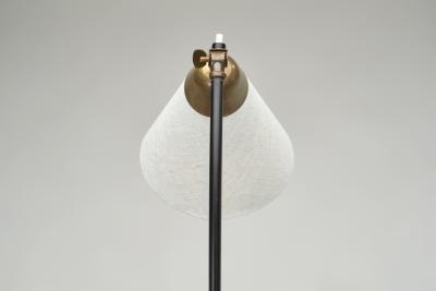 Black Lacquered Metal and Brass Floor Lamp Denmark 1950s