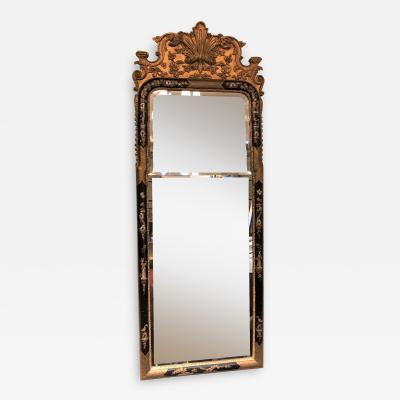 Black Lacquered Queen Anne Style Mirror