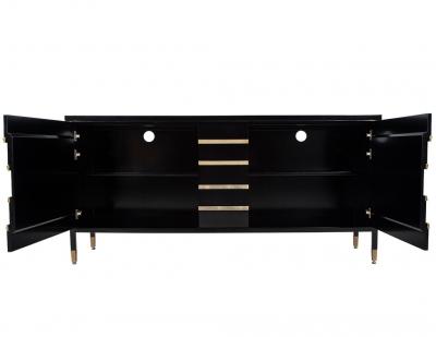 Black Lacquered Sideboard Cabinet with Gold Leaf Detailing