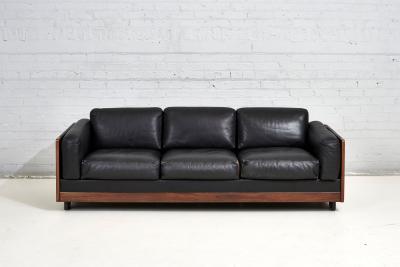 Black Leather 920 Sofa Afra Tobia Scarpa for Cassina 1960
