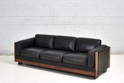Black Leather 920 Sofa Afra Tobia Scarpa for Cassina 1960