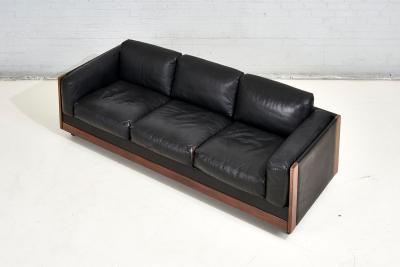 Black Leather 920 Sofa Afra Tobia Scarpa for Cassina 1960