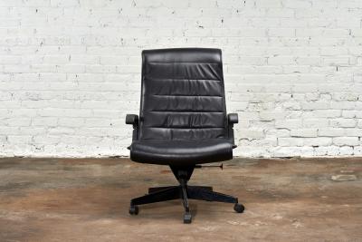 Black Leather Desk Chair by Richard Sapper for Knoll Inc Knoll Intl France 1992