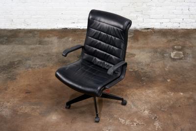 Black Leather Desk Chair by Richard Sapper for Knoll Inc Knoll Intl France 1992