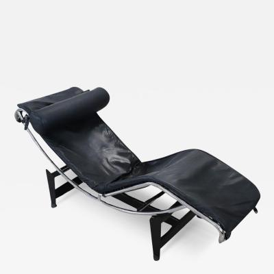 Black Leather LC4 Chaise Lounge Chair attributed to Le Corbusier for Cassina