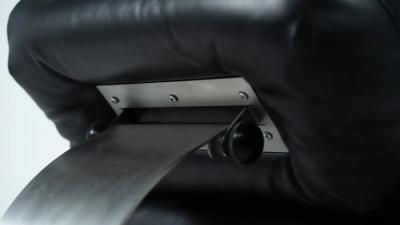 Black Leather Lounge chair and Ottoman Model Alta by Oscar Niemeyer