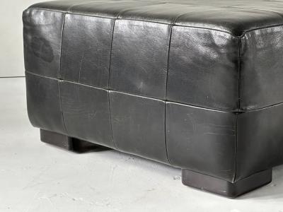Black Leather Patchwork Ottoman 1980