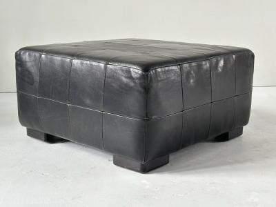 Black Leather Patchwork Ottoman 1980
