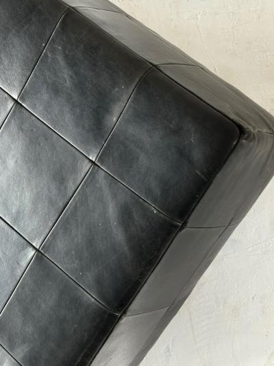 Black Leather Patchwork Ottoman 1980