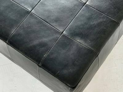 Black Leather Patchwork Ottoman 1980