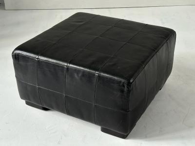 Black Leather Patchwork Ottoman 1980