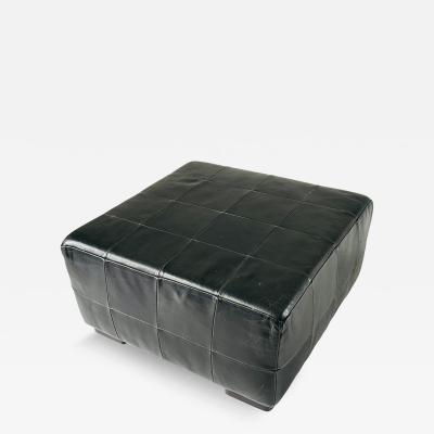 Black Leather Patchwork Ottoman 1980