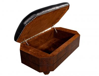 Black Leather Top Storage Ottoman by EJ Victor