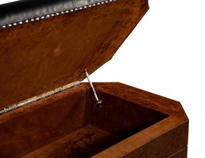 Black Leather Top Storage Ottoman by EJ Victor