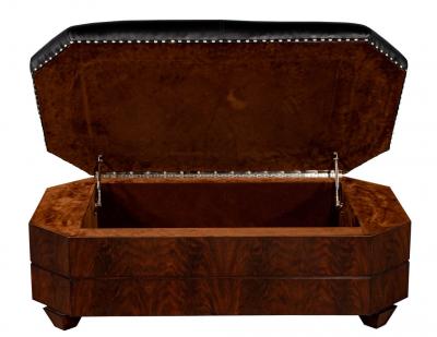 Black Leather Top Storage Ottoman by EJ Victor