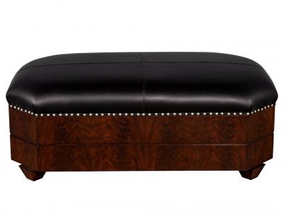 Black Leather Top Storage Ottoman by EJ Victor