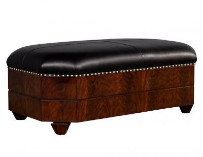 Black Leather Top Storage Ottoman by EJ Victor