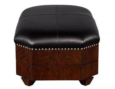 Black Leather Top Storage Ottoman by EJ Victor