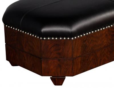 Black Leather Top Storage Ottoman by EJ Victor