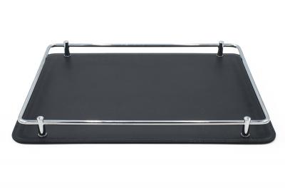 Black Leather and Chrome Tray