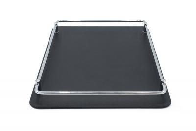 Black Leather and Chrome Tray
