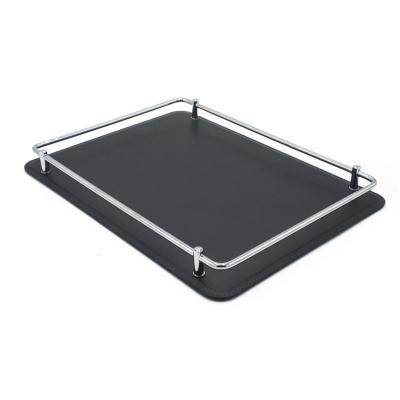 Black Leather and Chrome Tray
