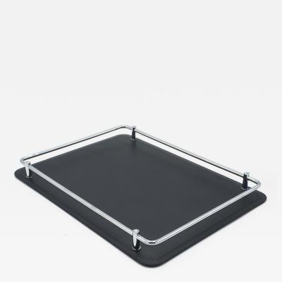 Black Leather and Chrome Tray